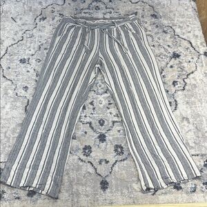 Rewind Women’s XL Striped Drawstring Boho Lounge Pants Black White